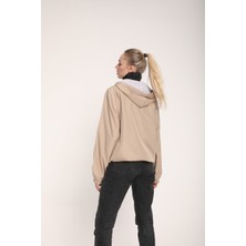 The Wolves Snood Yaka Şampanya Rengi Kapüşonlu Kadın Sweatshirt