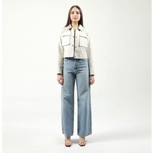 Dericlub Yb-Vgn1 Crop Fit Deri Kadın Mont