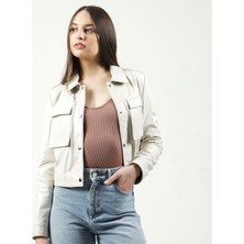 Dericlub Yb-Vgn1 Crop Fit Deri Kadın Mont