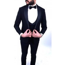 Jan Carlucci Slimfit Şal Yaka Damatlık Takım Ceket - Yelek - Pantolon - Gömlek - Papyon