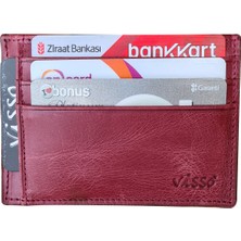Visso 606 Hakiki Deri Isme Özel Para Bölmeli Erkek ve Kadın Deri Mini Kredi Kartlık Deri Cüzdan Çanta