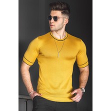 Madmext Erkek Hardal Triko Tişört 5080