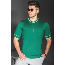 Madmext Erkek Yeşil Triko Tişört 5080