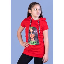Toontoy Kız Çocuk Billie Eilish Baskılı Kapüşonlu T-Shirt