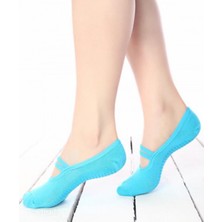 Unlimited Legwear Mavi Yoga Pilates Ev Çorabı Tabanı Kaydırmaz Silikon Kaplı Babet Çorap