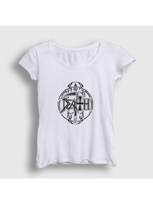 Presmono Kadın Beyaz Circle Death T-Shirt