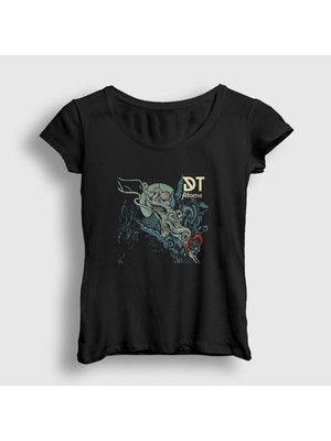 Presmono Kadın Siyah Atoma Dark Tranquillity T-Shirt