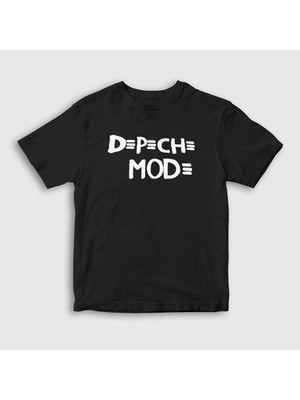 Presmono Unisex Çocuk Siyah Logo Depeche Mode T-Shirt