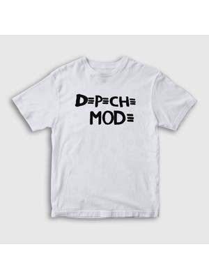 Presmono Unisex Çocuk Beyaz Logo Depeche Mode T-Shirt