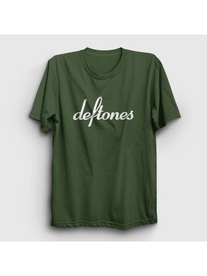Presmono Unisex Haki Logo Deftones T-Shirt