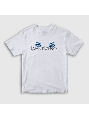 Presmono Unisex Çocuk Beyaz Eyes Logo Evanescence T-Shirt