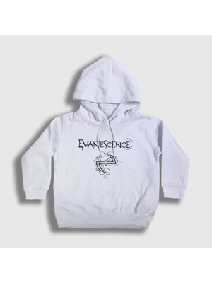 Presmono Unisex Çocuk Beyaz Logo V2 Evanescence Kapüşonlu Sweatshirt