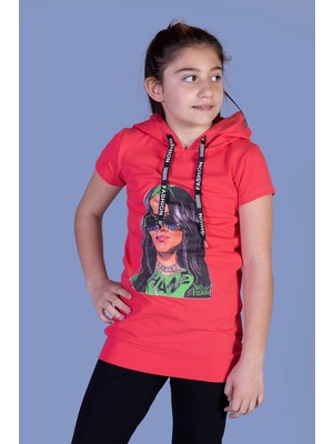 Toontoy Kız Çocuk Billie Eilish Baskılı Kapüşonlu Tişört