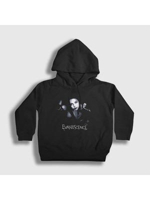Presmono Unisex Çocuk Siyah Amy Lee Evanescence Kapüşonlu Sweatshirt