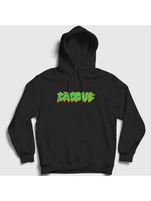 Presmono Unisex Siyah Logo Exodus Kapüşonlu Sweatshirt