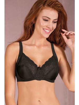 Yeni Inci Süngersiz Telli Dantelli Toparlayıcı Sütyen Siyah