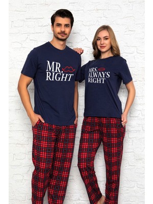 Nisanca Eş Sevgili Kombini Mrs Rıght Kadın Pijama Takımı- Sevgililer Günü Hediyesi