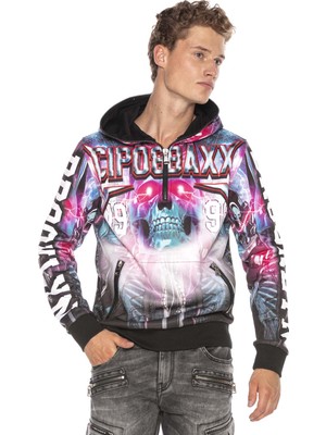 Cipo & Baxx CL416 Cyber Punk Kurukafa Kapşonlu Sweatshirt