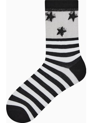 Bross Bileği Floş Yıldız Desenli Kadın Çorabı