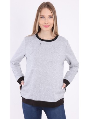 Luvmabelly MYRA4540 Bebek Taşıyıcı Emzirme Özellikli Sweatshirt -Gri