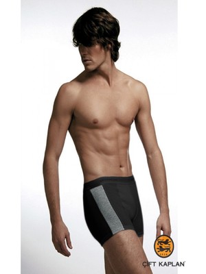 Çift Kaplan 4 Adet Siyah Biyeli Elastanlı Sportif Pamuklu Boxer Külot 850