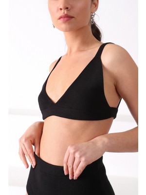 Ferraro Siyah Askılı Pamuklu Kadın Triko Büstiyer