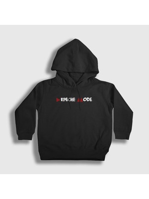 Presmono Unisex Çocuk Siyah Delta Depeche Mode Kapüşonlu Sweatshirt