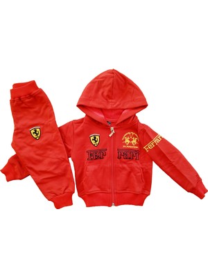 Seçkin Baby Kapşonlu Renkli Nakışlı Logolu Cepli Alt Üst Pamuklu Kumaş Kız ve Erkek Bebek Çocuk Eşofman Takımı