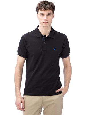 Nautıca Erkek Siyah Kısa Kollu Polo