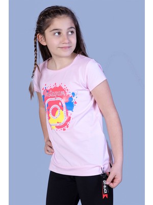 Toontoy Kız Çocuk Renkli Instagram Baskılı T-Shirt