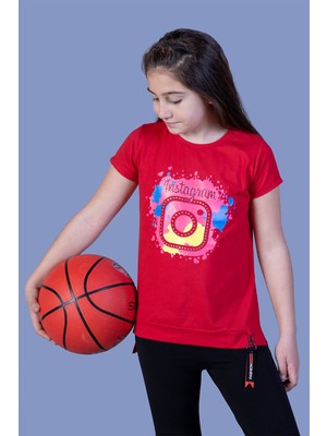Toontoy Kız Çocuk Renkli Instagram Baskılı T-Shirt