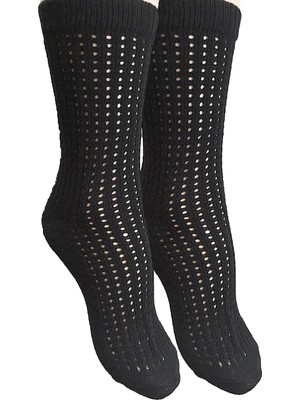 Unlimited Legwear Delikli Örgülü Siyah Kadın Soket Çorap