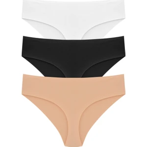 %100 Pamuk Lazer Kesim Yüksek Bel Külot 3'lü Paket