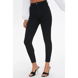 Kadın Likralı Solmayan Siyah Dar Kesim Dar Paça Kot Pantolon Jeans