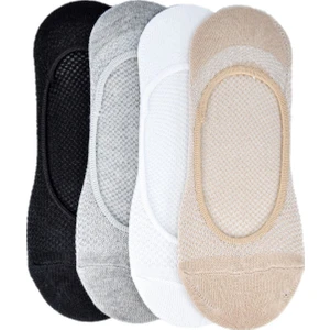 4'lü Kadın Kendinden Desenli Babet Çorap 3002-B4