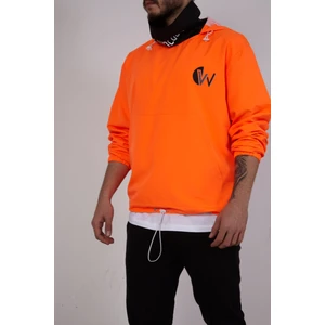 The Wolves Snood Yaka Neon Turuncu Kapüşonlu Erkek Sweatshirt