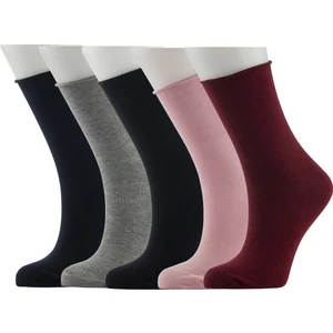 Moyra Socks 5'li Lastiksiz Pamuklu Düz Kadın Soket Çorap