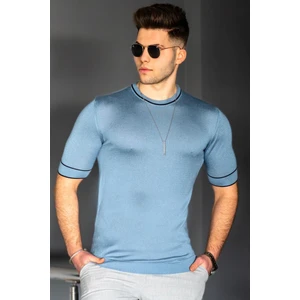 Erkek Mavi Triko Tişört 5080