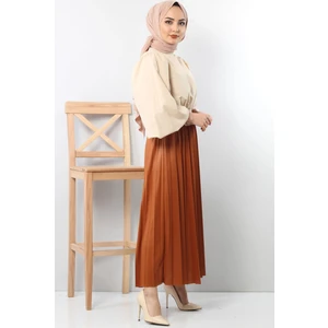 Essah Moda Kadın Turuncu Piliseli Uzun Etek - ME000313
