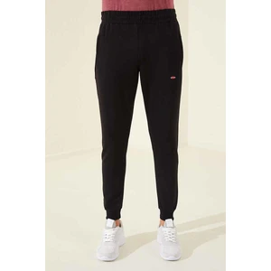 Tommy Life Siyah Erkek Fermuar Cepli Dar Kesim Jogger Eşofman Alt-84343