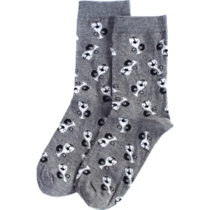 Unlimited Legwear Sevimli Köpek Desenli Gri Soket Kadın Çorabı