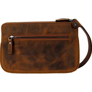 KANGAROO KINGDOM Hakiki Deri Crazy Horse Açık Taba Erkek Portföy & Clutch El Çantası 1285-ZAT