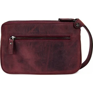 KANGAROO KINGDOM Hakiki Deri Crazy Horse Koyu Bordo Erkek Portföy & Clutch El Çantası 1285-ZKB
