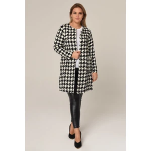 Disentis Modest Disentis Kadın Ceket Kazayağı Deseniyle Şık Yuvarlak Yaka Önden Cepli %40 Pamuk 42 Beden