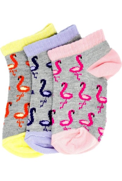 Ciorap 3'lü Kız Çocuk Flamingo Desen Çorap 2021-B3