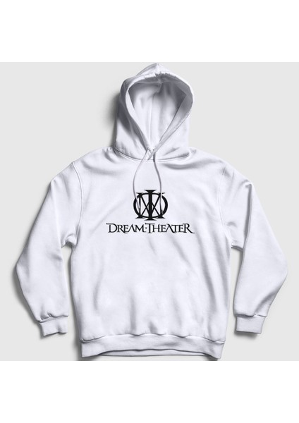 Unisex Beyaz Logo Dream Theater Kapüşonlu Sweatshirt