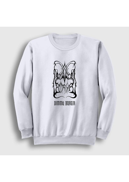 Unisex Beyaz Logo V2 Dimmu Borgir Sweatshirt