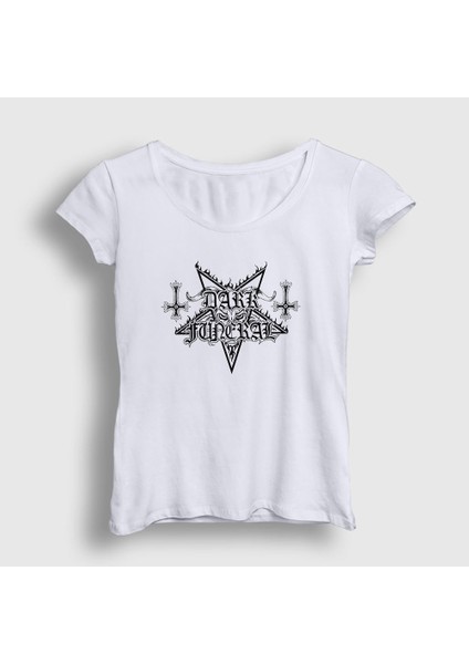 Kadın Beyaz Logo V2 Dark Funeral T-Shirt