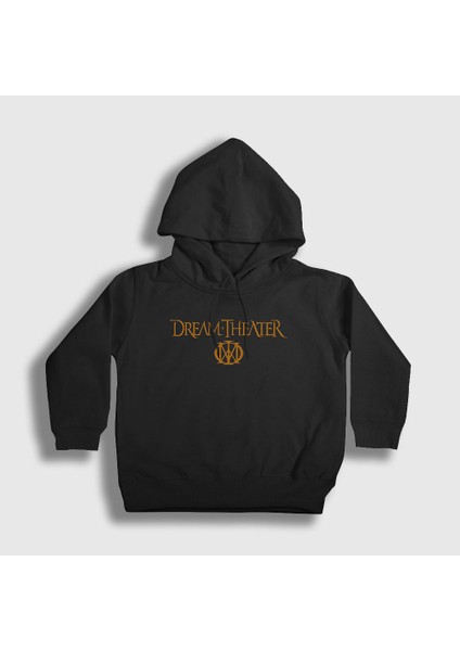 Unisex Çocuk Siyah Logo V2 Dream Theater Kapüşonlu Sweatshirt