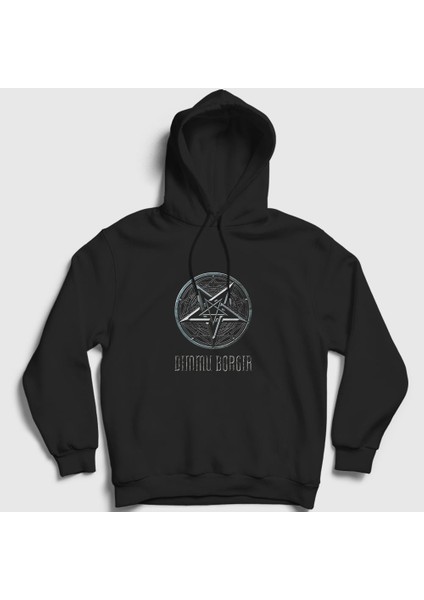 Unisex Siyah Pentagram Dimmu Borgir Kapüşonlu Sweatshirt